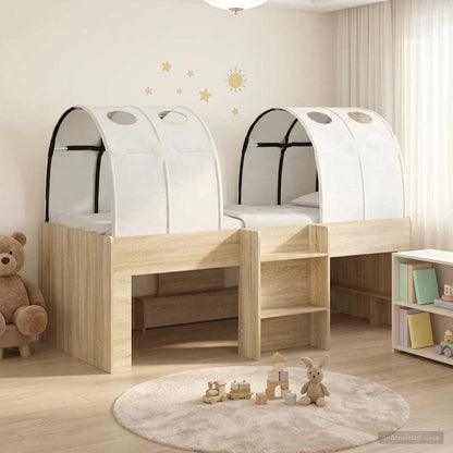 Bed with Tunnel 3 pcs Sonoma Oak and White Engineered Wood