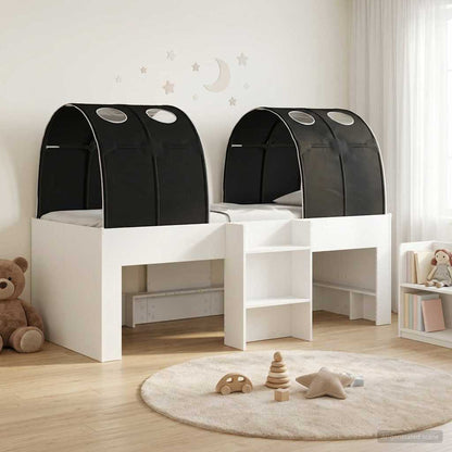 Bed with Tunnel 4 pcs White and Black Engineered Wood
