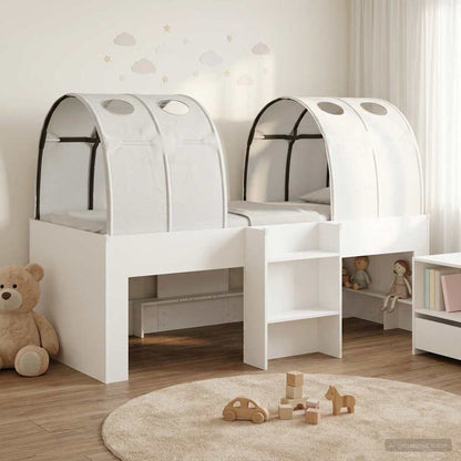 Bed with Tunnel 3 pcs White Engineered Wood