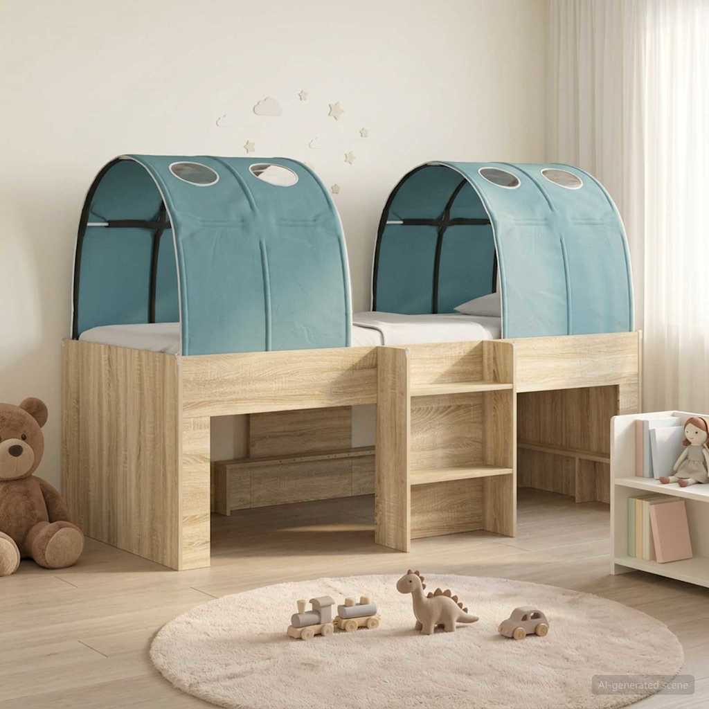 Bed with Tunnel 3 pcs Sonoma Oak and Light Blue Engineered Wood