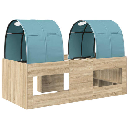 Bed with Tunnel 3 pcs Sonoma Oak and Light Blue Engineered Wood