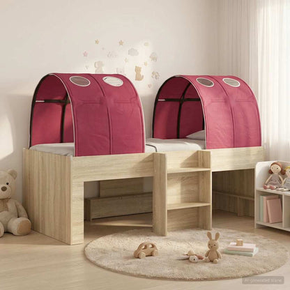 Bed with Tunnel 3 pcs Sonoma Oak and Red Engineered Wood