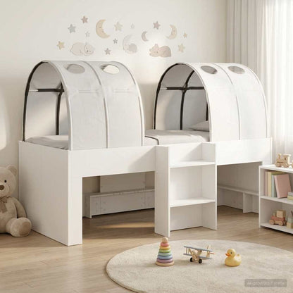Bed with Tunnel 3 pcs White Engineered Wood