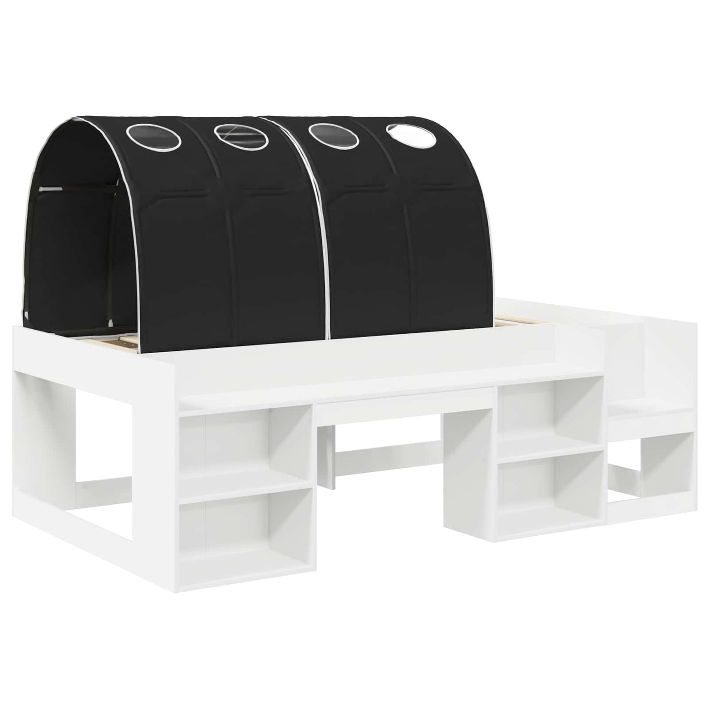 Bed with Tunnel 3 pcs White and Black Engineered Wood