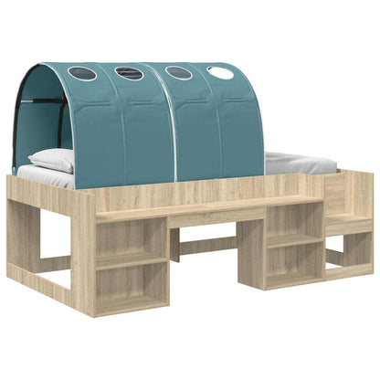 Bed with Tunnel 3 pcs Sonoma Oak and Light Blue Engineered Wood