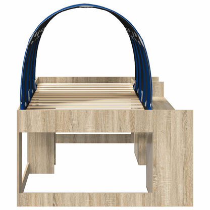 Bed with Tunnel 3 pcs Sonoma Oak and Blue Engineered Wood