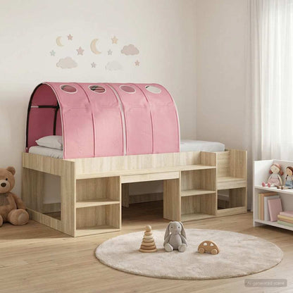Bed with Tunnel 3 pcs Sonoma Oak and Pink Engineered Wood