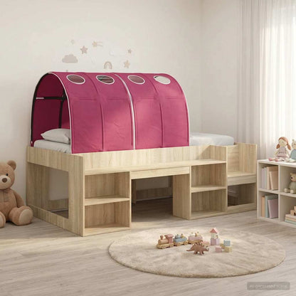 Bed with Tunnel 3 pcs Sonoma Oak and Red Engineered Wood