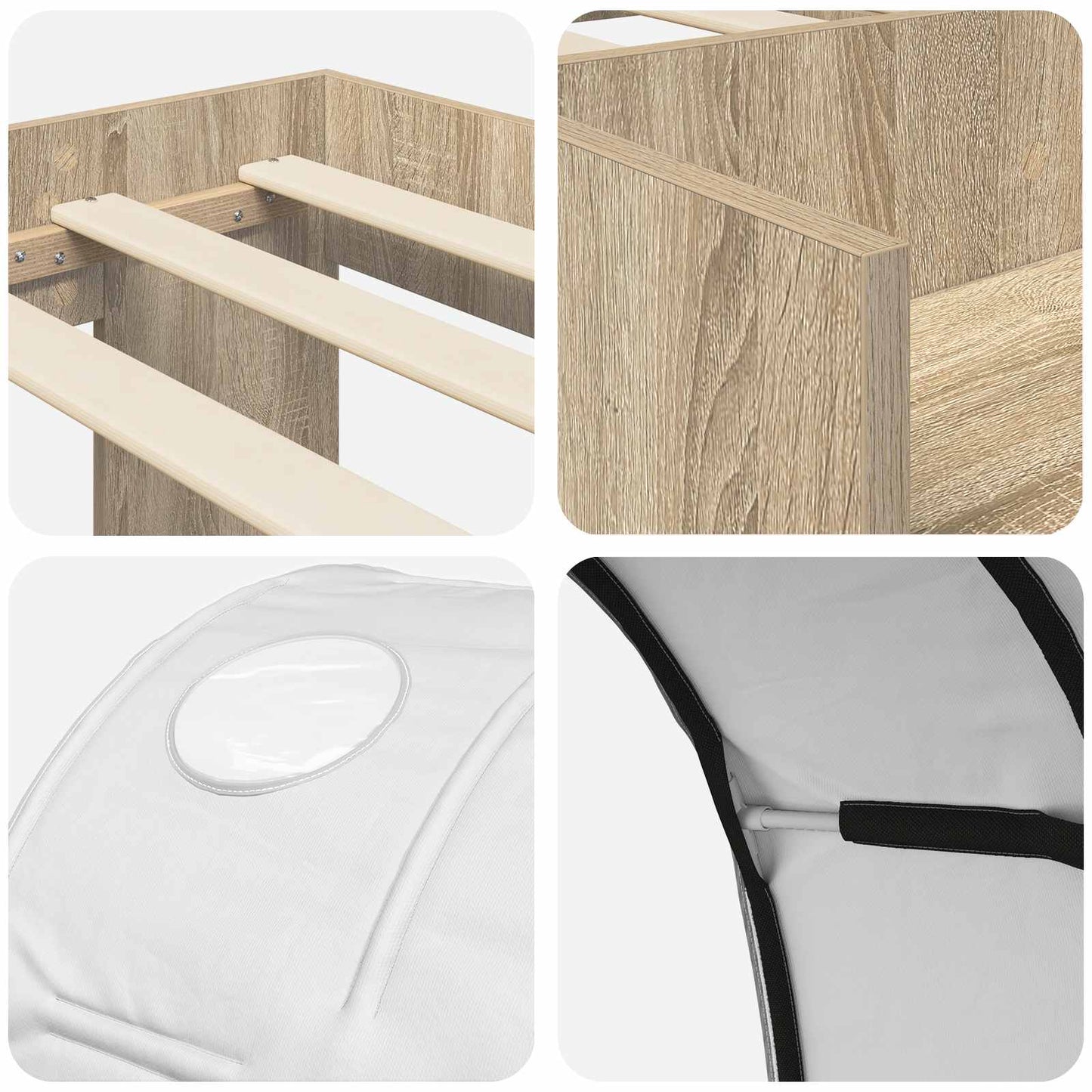 Bed with Tunnel 3 pcs Sonoma Oak and White Engineered Wood