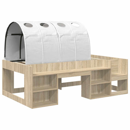 Bed with Tunnel 3 pcs Sonoma Oak and White Engineered Wood
