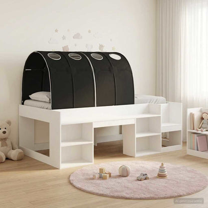 Kids'High Bed Frame with Storage 3 pcs White and Black