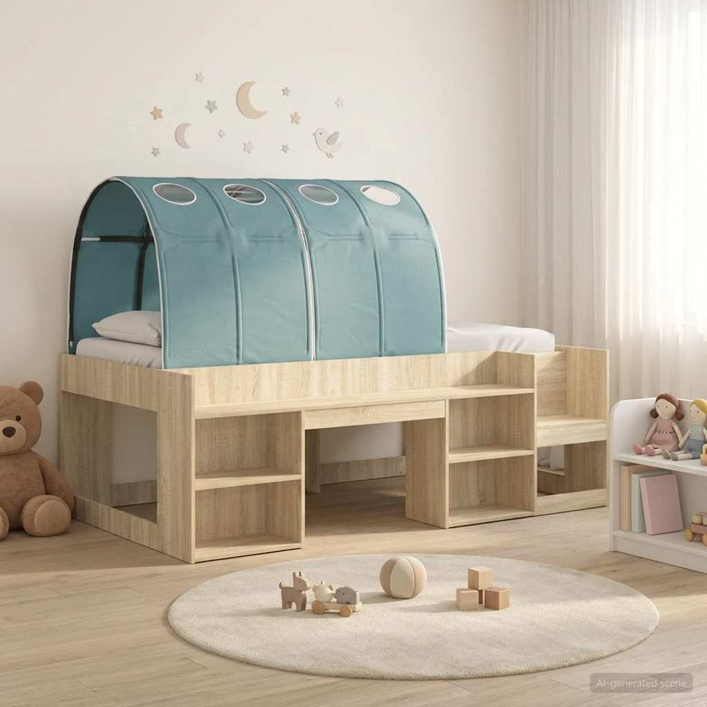 Kids'High Bed Frame with Storage 3 pcs Engineered Wood
