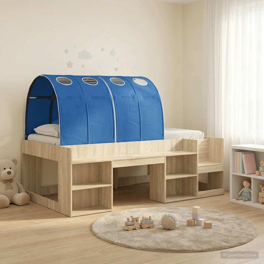 Kids'High Bed Frame with Storage Sonoma Oak and Blue