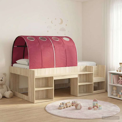 Kids'High Bed Frame with Storage 3 pcs Sonoma Oak and Red