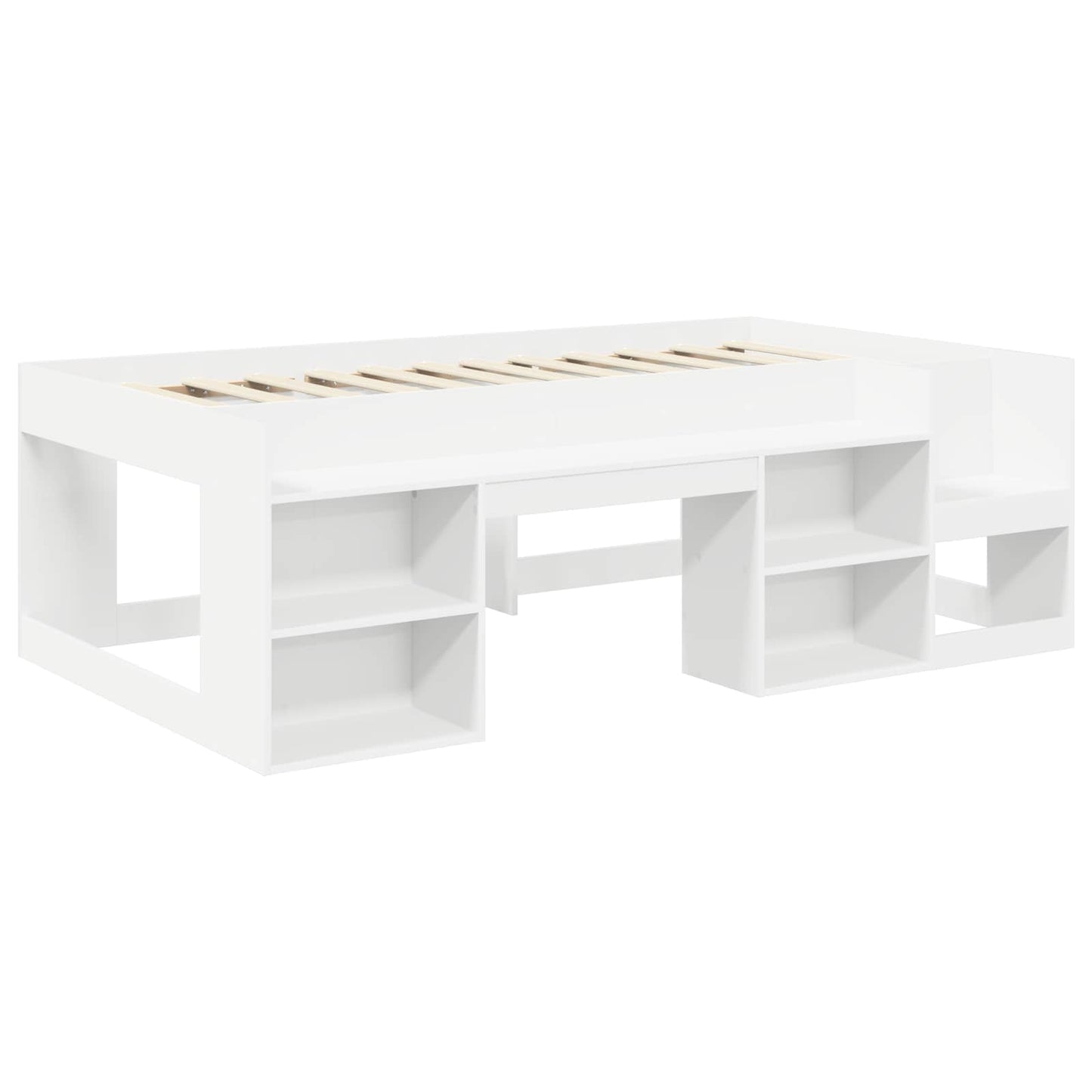 Bed Frame with Tunnel with Shelf 3 pcs White and Light Blue