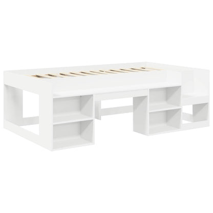 Bed Frame with Tunnel with Shelf 3 pcs White and Light Blue
