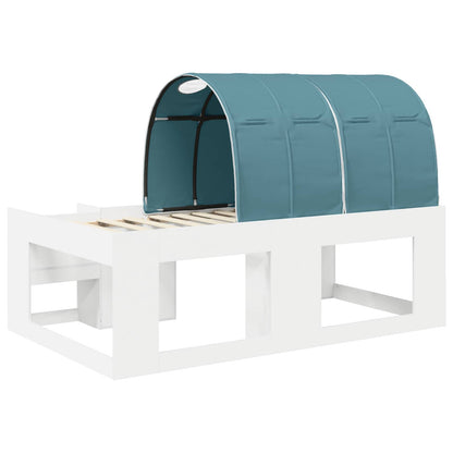 Bed Frame with Tunnel with Shelf 3 pcs White and Light Blue