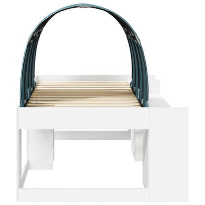 Bed Frame with Tunnel with Shelf 3 pcs White and Light Blue