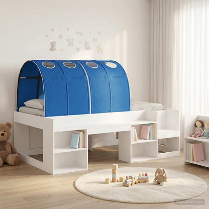 Bed Frame with Tunnel 3 pcs White and Blue Engineered Wood