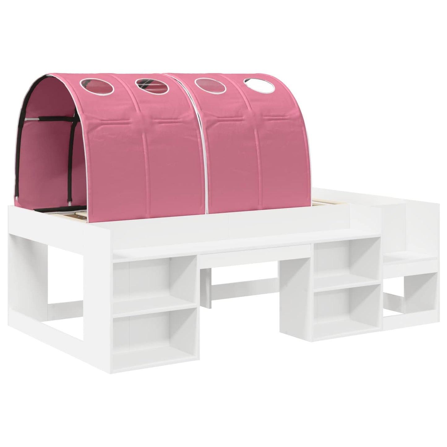 Bed Frame with Tunnel 3 pcs White and Pink Engineered Wood