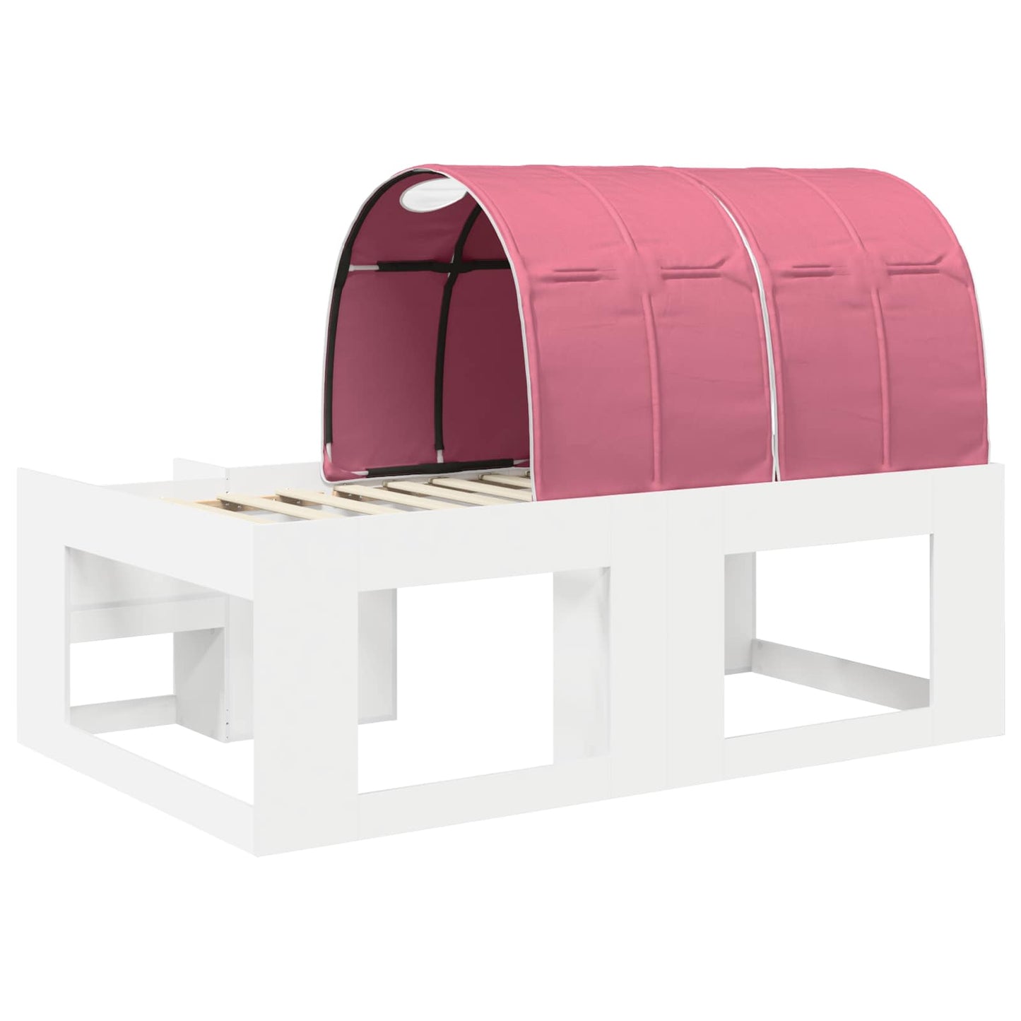 Bed Frame with Tunnel 3 pcs White and Pink Engineered Wood