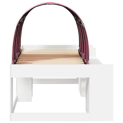 Bed Frame with Tunnel 3 pcs White and Pink Engineered Wood