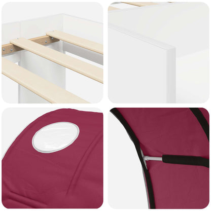Bed Frame with Tunnel 3 pcs White and Red Engineered Wood