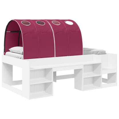 Bed Frame with Tunnel 3 pcs White and Red Engineered Wood