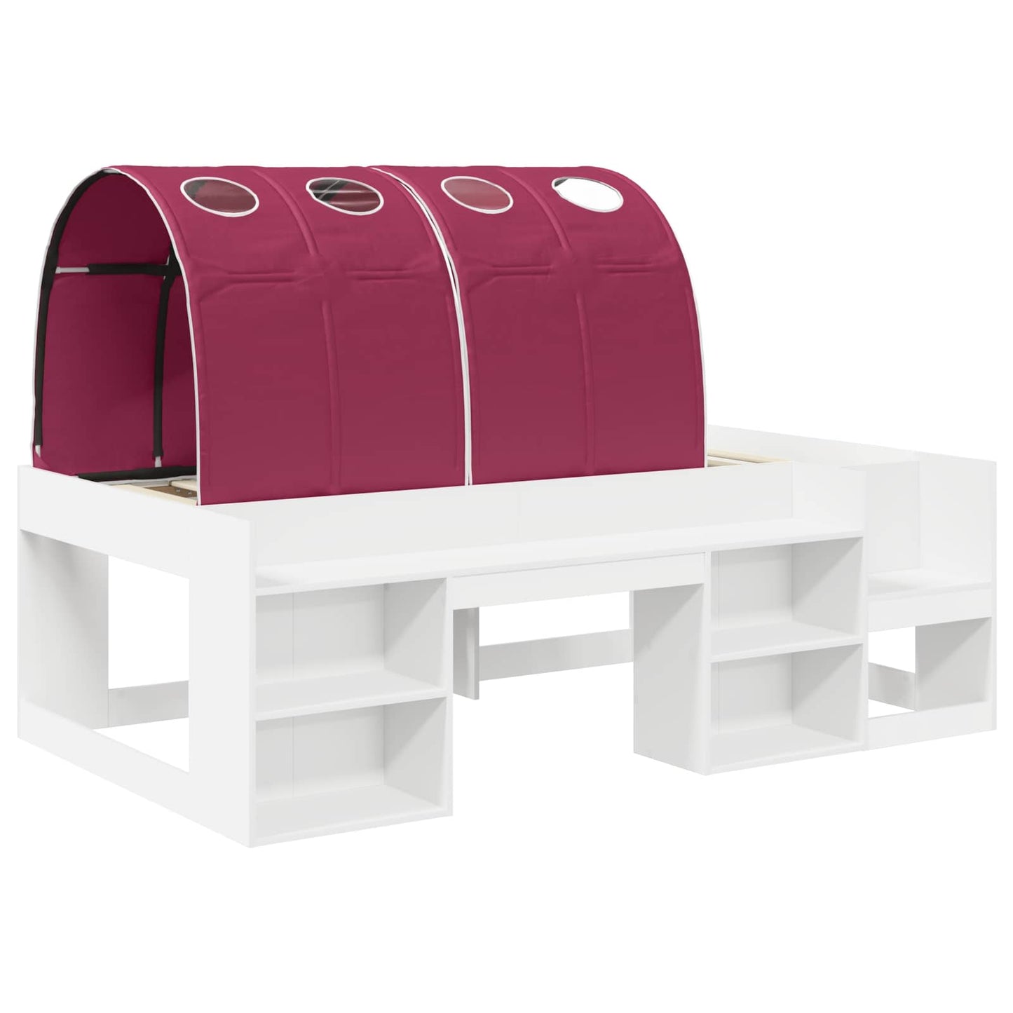 Bed Frame with Tunnel 3 pcs White and Red Engineered Wood