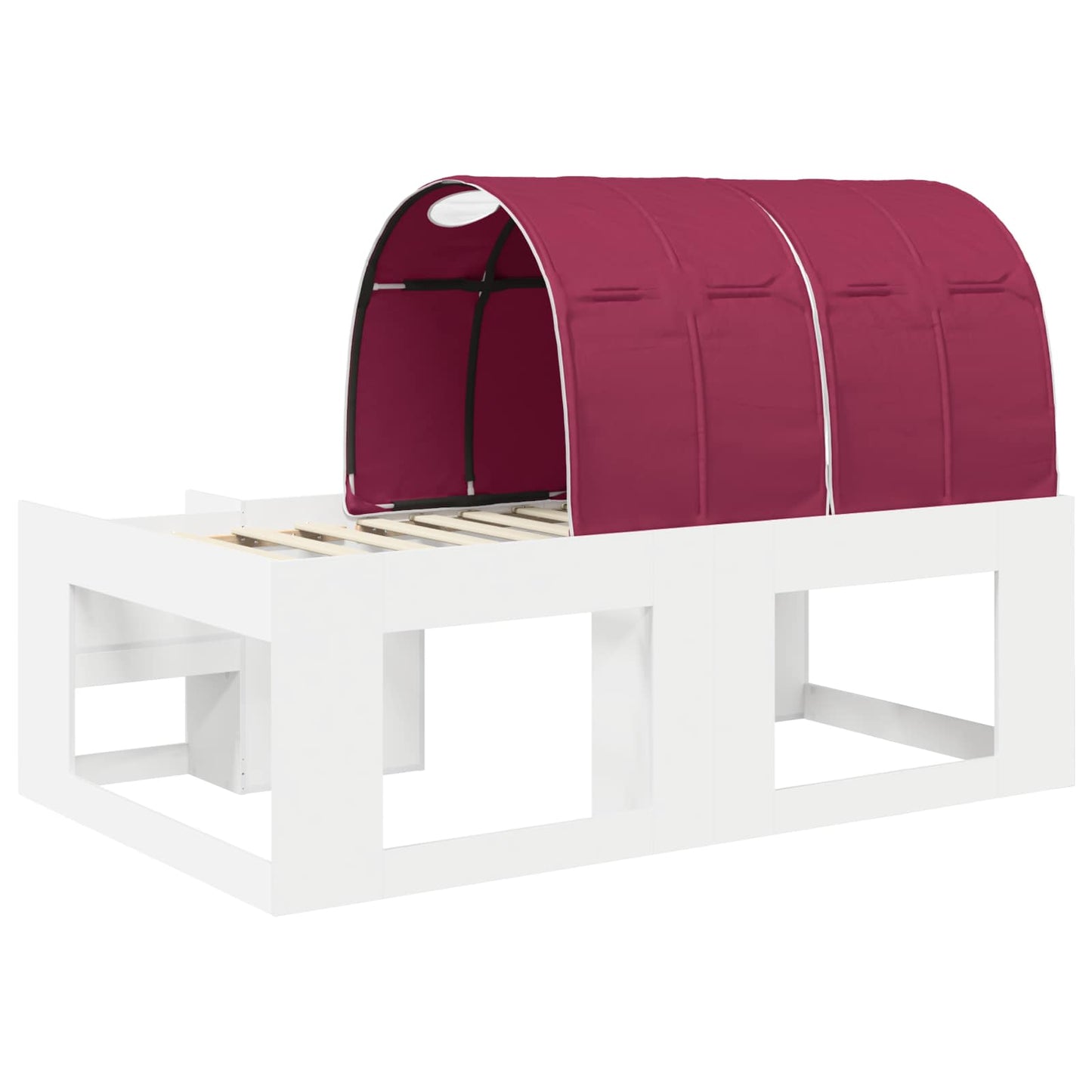 Bed Frame with Tunnel 3 pcs White and Red Engineered Wood