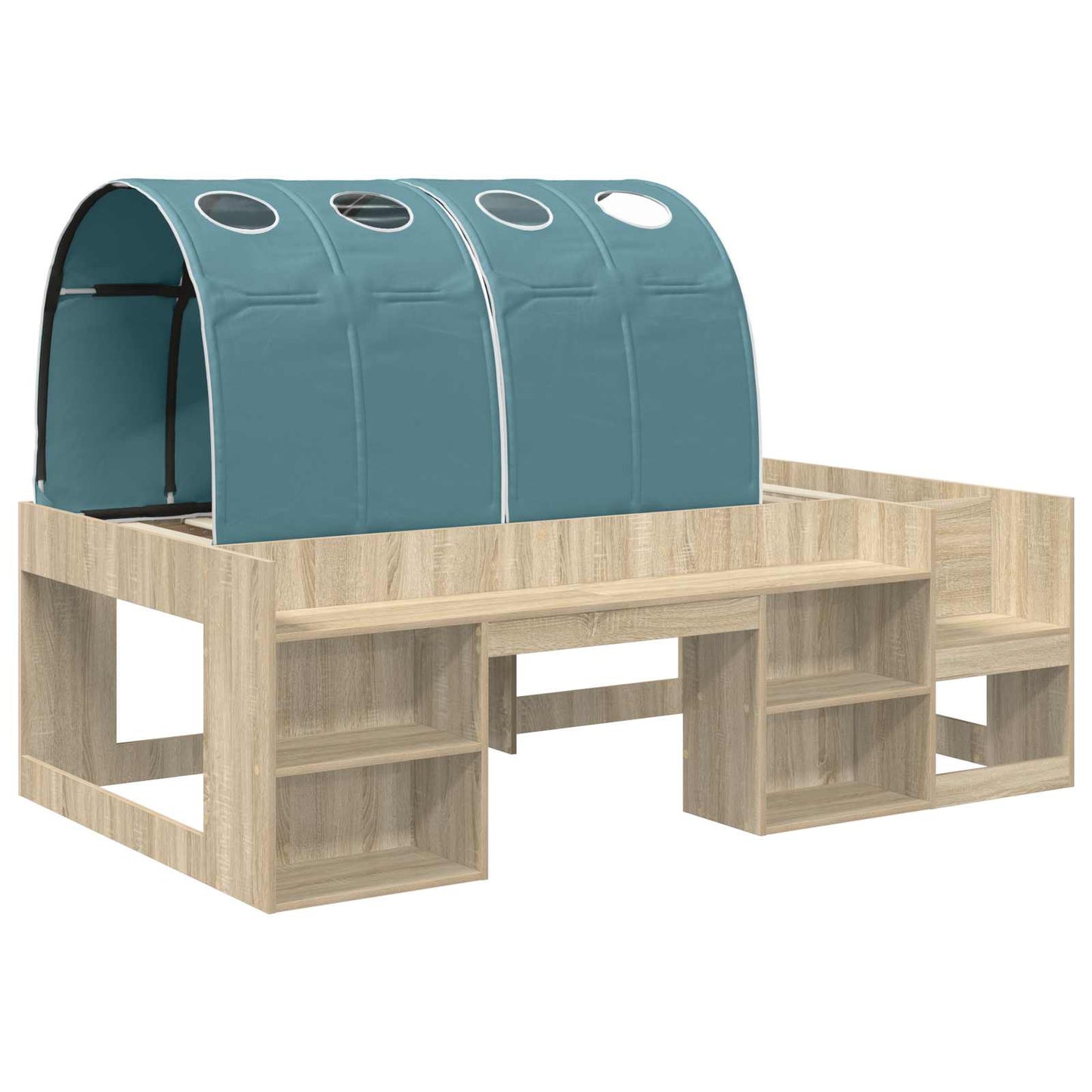 Bed Frame with Tunnel 3 pcs Sonoma Oak and Light Blue