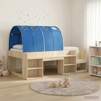 Bed Frame with Tunnel 3 pcs Sonoma Oak and Blue Engineered Wood