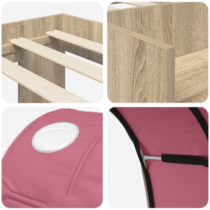 Bed Frame with Tunnel 3 pcs Sonoma Oak and Pink Engineered Wood