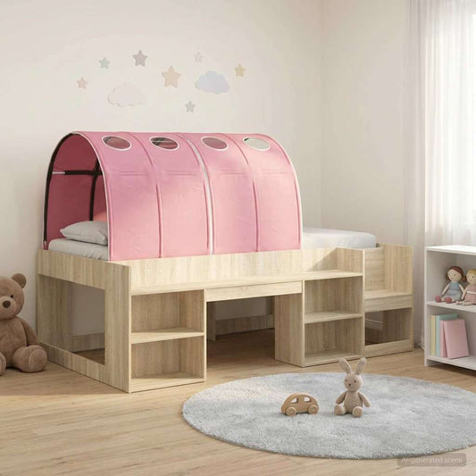 Bed Frame with Tunnel 3 pcs Sonoma Oak and Pink Engineered Wood