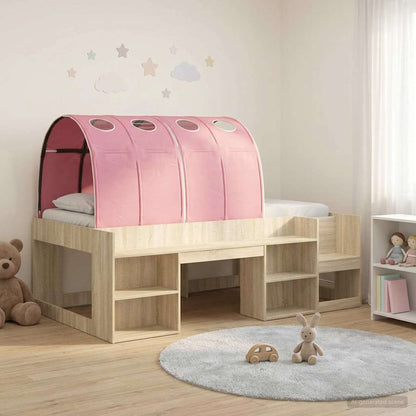 Bed Frame with Tunnel 3 pcs Sonoma Oak and Pink Engineered Wood