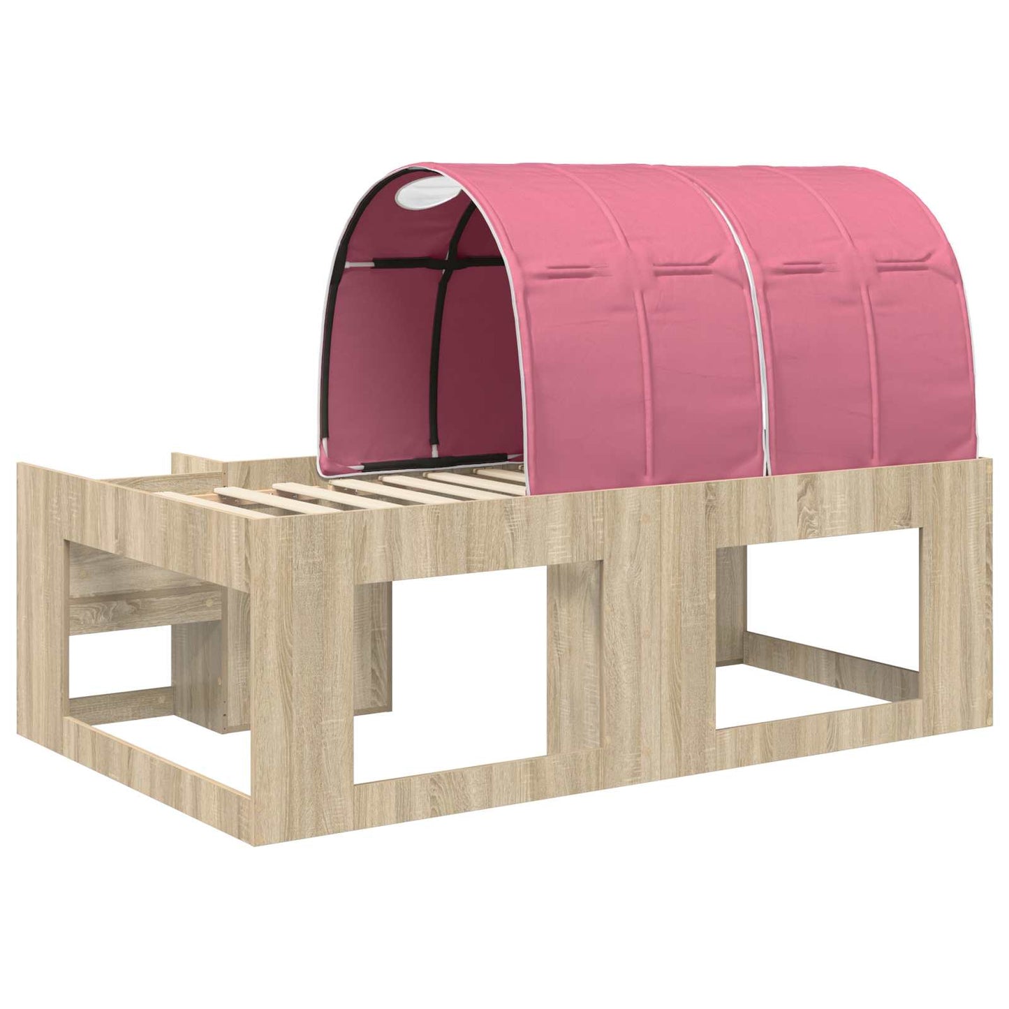 Bed Frame with Tunnel 3 pcs Sonoma Oak and Pink Engineered Wood