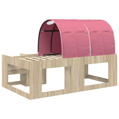 Bed Frame with Tunnel 3 pcs Sonoma Oak and Pink Engineered Wood