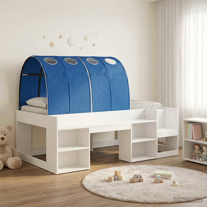 Bed Frame with Tunnel 3 pcs White and Blue Engineered Wood