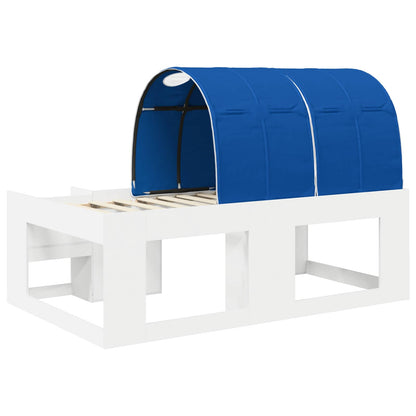 Bed Frame with Tunnel 3 pcs White and Blue Engineered Wood