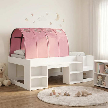 Bed Frame with Tunnel 3 pcs White and Pink Engineered Wood
