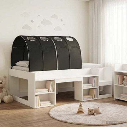 Bed Frame with Tunnel 3 pcs White and Black Engineered Wood