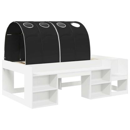 Bed Frame with Tunnel 3 pcs White and Black Engineered Wood