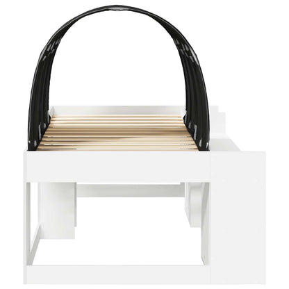 Bed Frame with Tunnel 3 pcs White and Black Engineered Wood