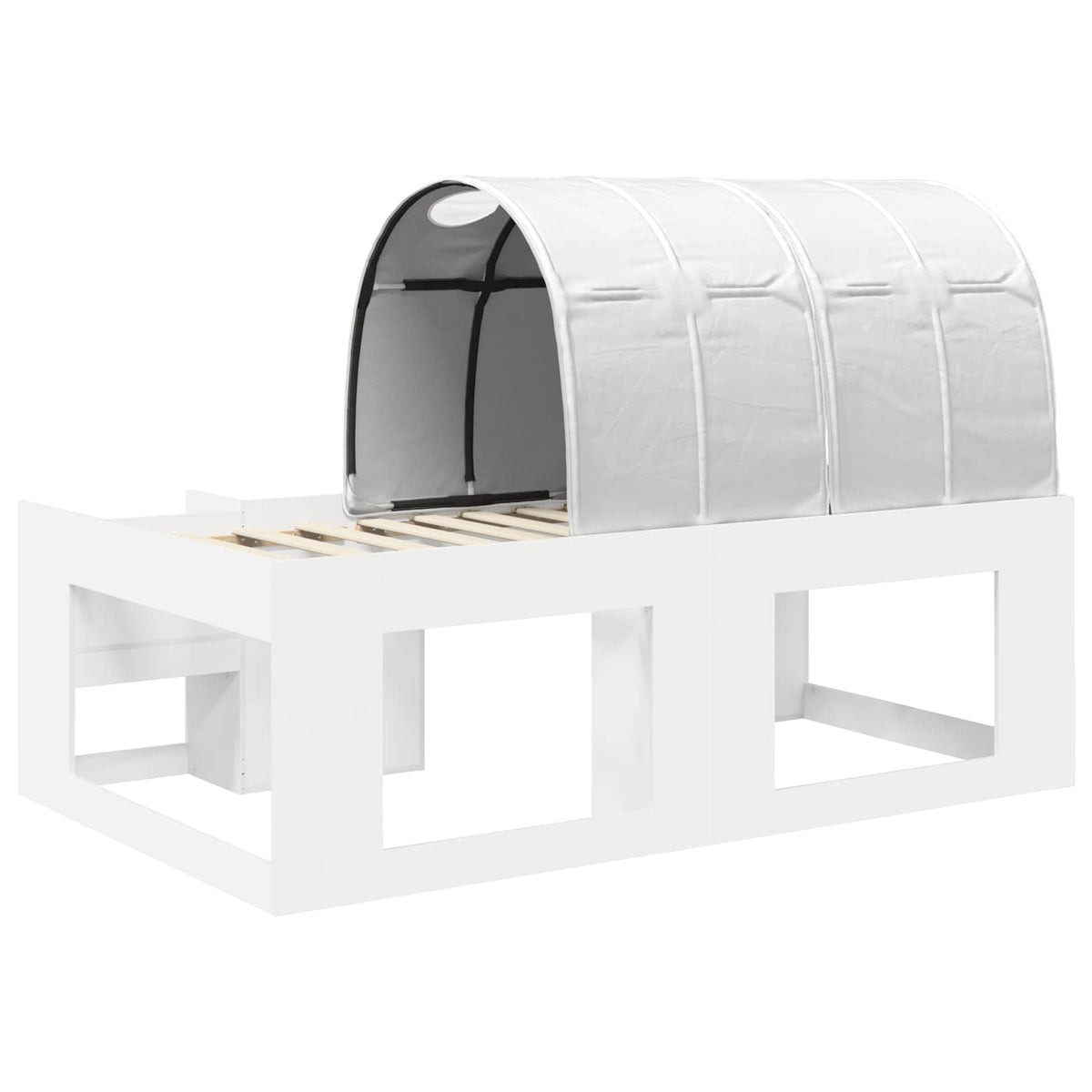 Bed Frame with Tunnel with Shelf 3 pcs White Engineered Wood