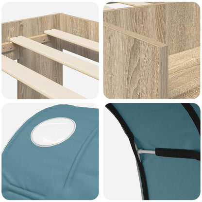 Bed Frame with Tunnel 3 pcs Sonoma Oak and Light Blue