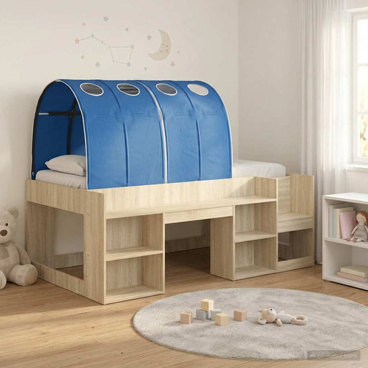 Bed Frame with Tunnel 3 pcs Sonoma Oak and Blue Engineered Wood