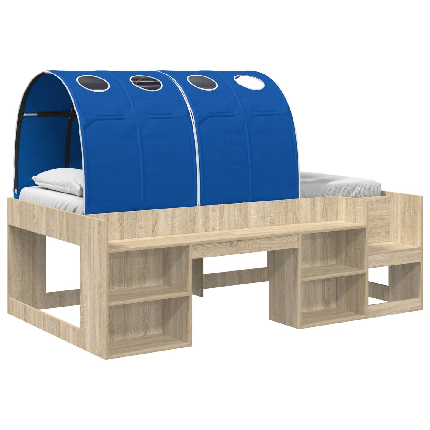Bed Frame with Tunnel 3 pcs Sonoma Oak and Blue Engineered Wood