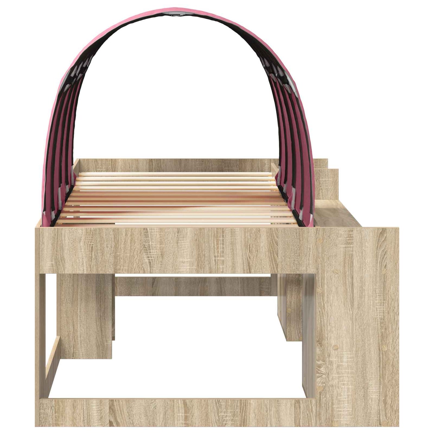 Bed Frame with Tunnel 3 pcs Sonoma Oak and Pink Engineered Wood