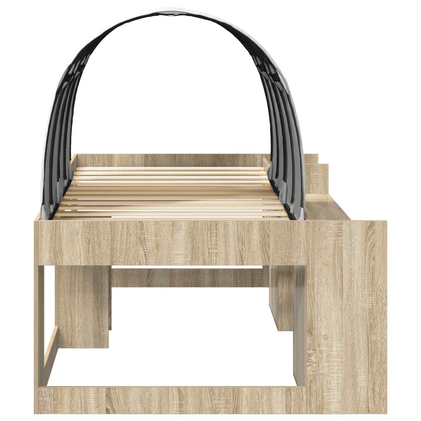 Bed Frame with Tunnel with Shelf 3 pcs Sonoma Oak and White