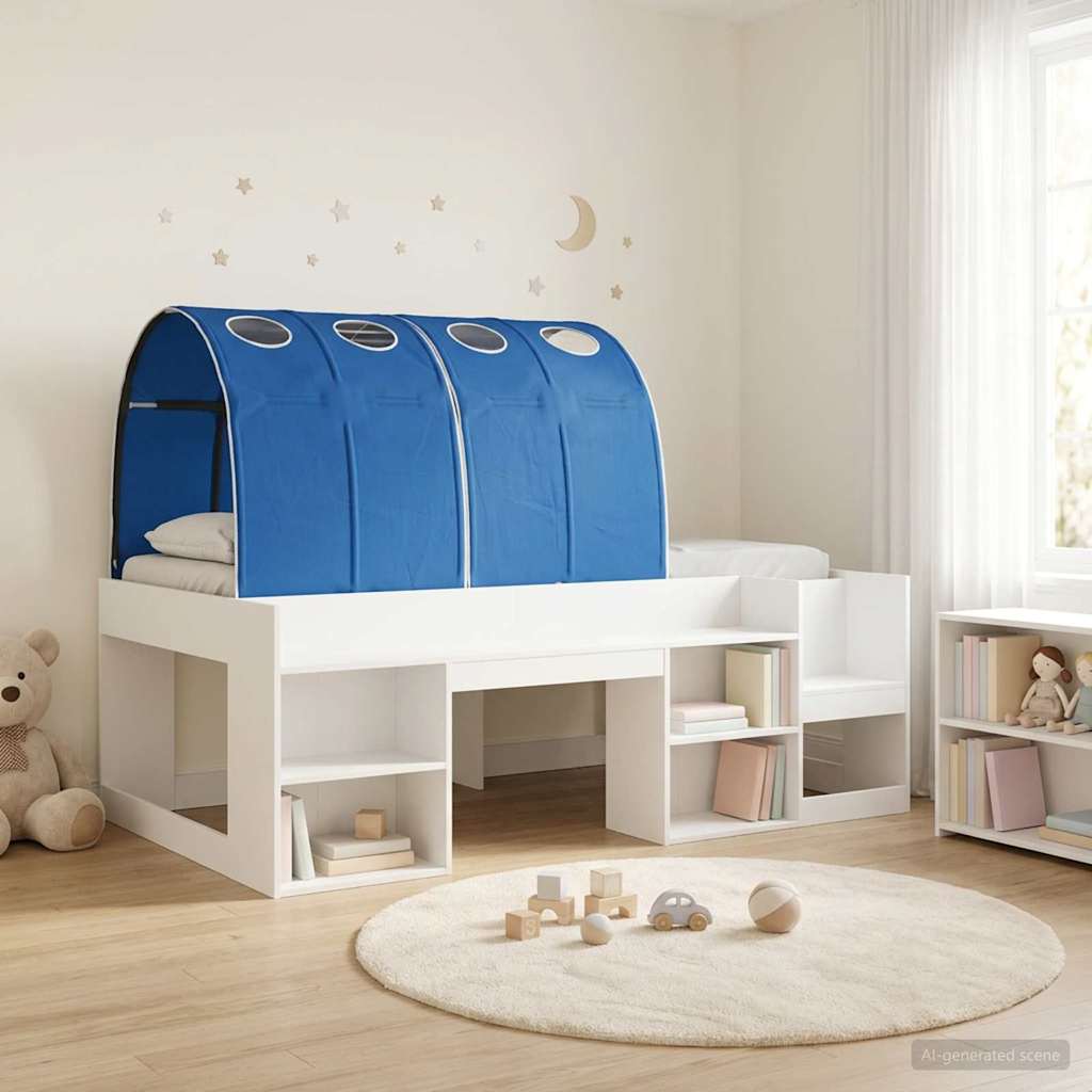 Bed Frame with Tunnel 3 pcs White and Blue Engineered Wood